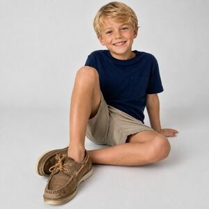 Sperry Top Sider Boys Size 5M‎ Casual Boat Shoes Leeward Brown Leather Lace Up